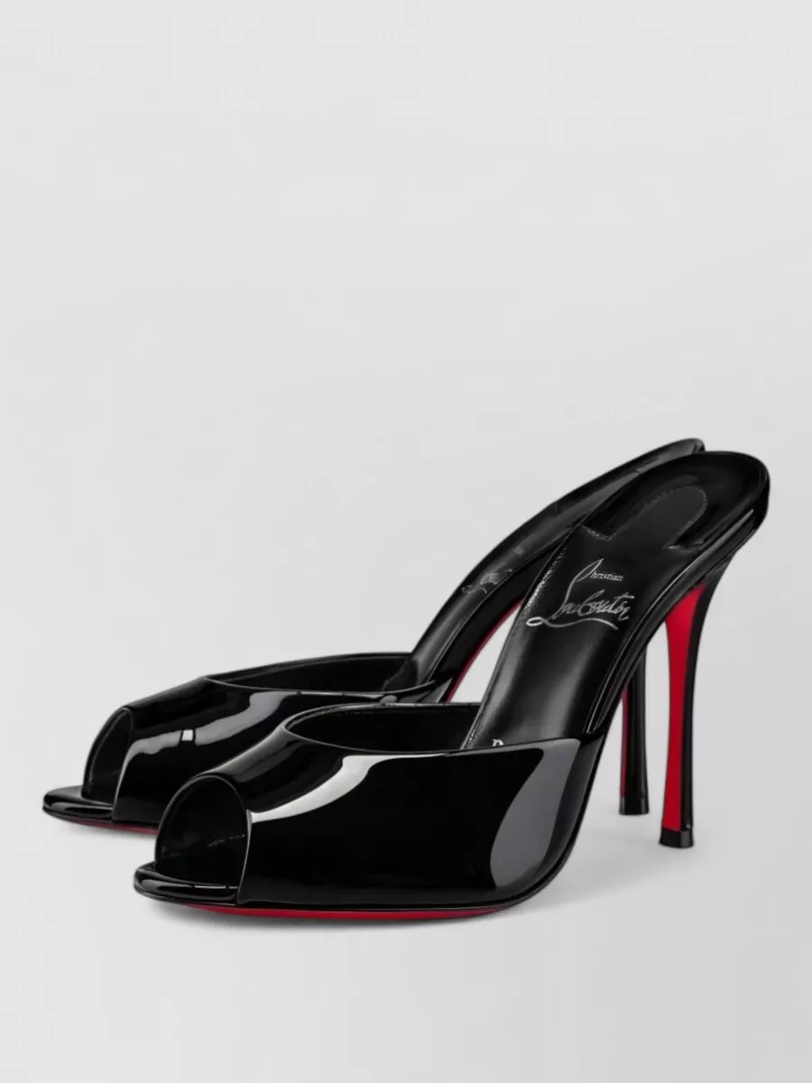 Christian Louboutin Patent Leather Peep-Toe Mules