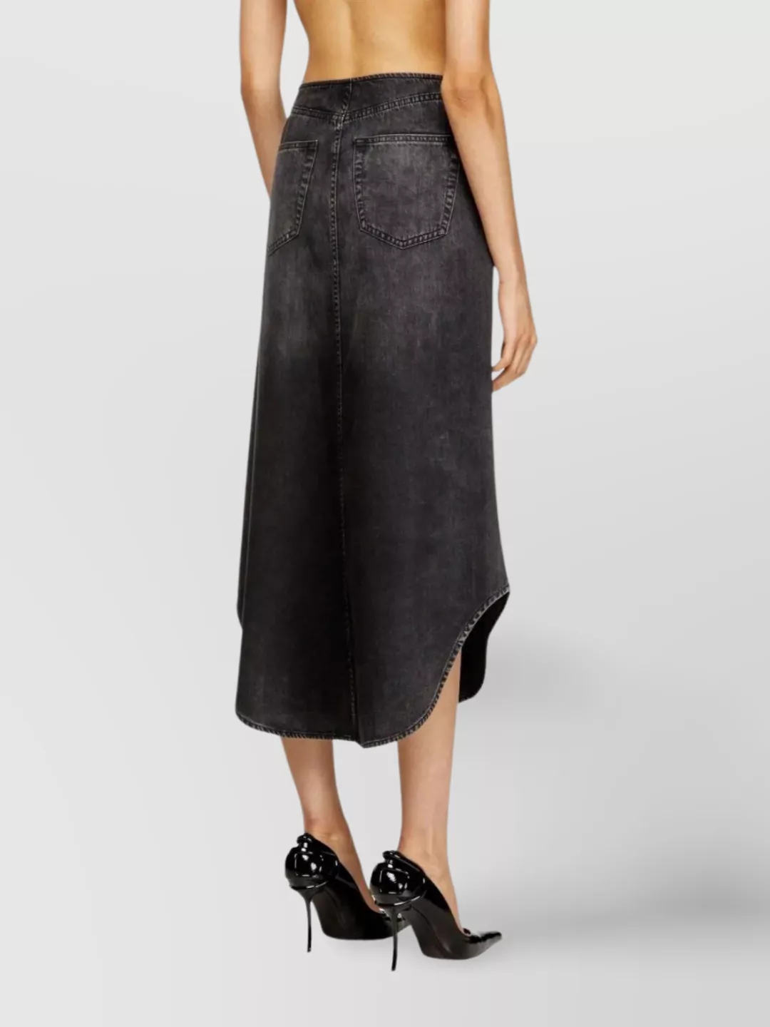 Diesel Asymmetric Denim Skirt Belt Loops