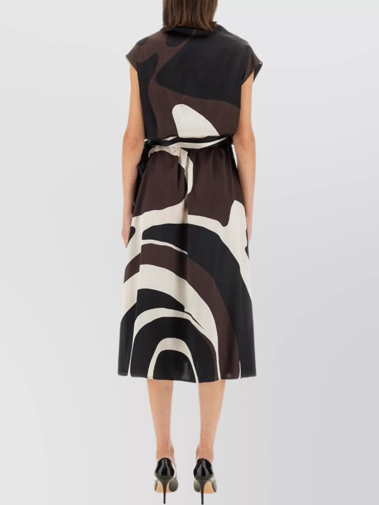 KITON DRAPED NECKLINE MIDI DRESS WITH ABSTRACT PATTERN