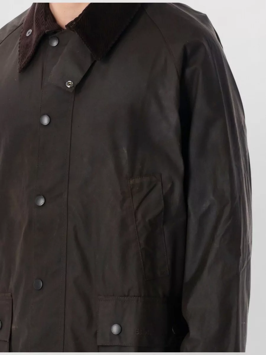 Barbour Corduroy Collar Front Pockets Adjustable Cuffs Long Sleeves