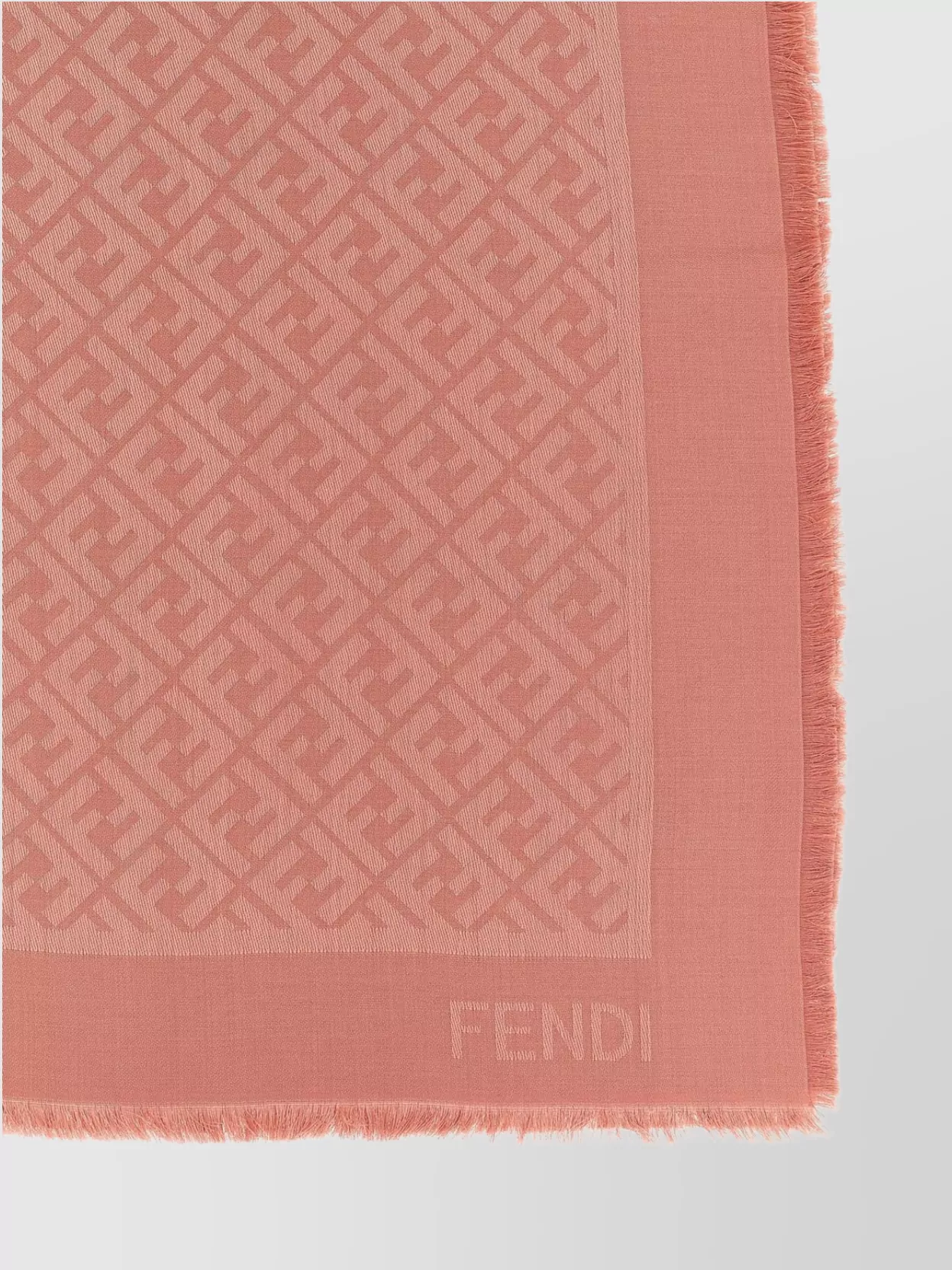 Fendi Ff Shawl Fringed Edges In Neutral