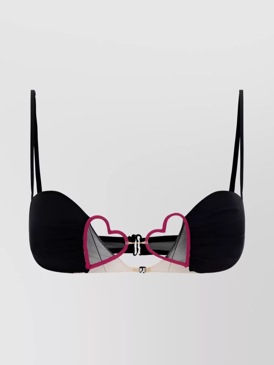 Shop Nensi Dojaka Bra With Heart Motif And Underwire Cup In Black
