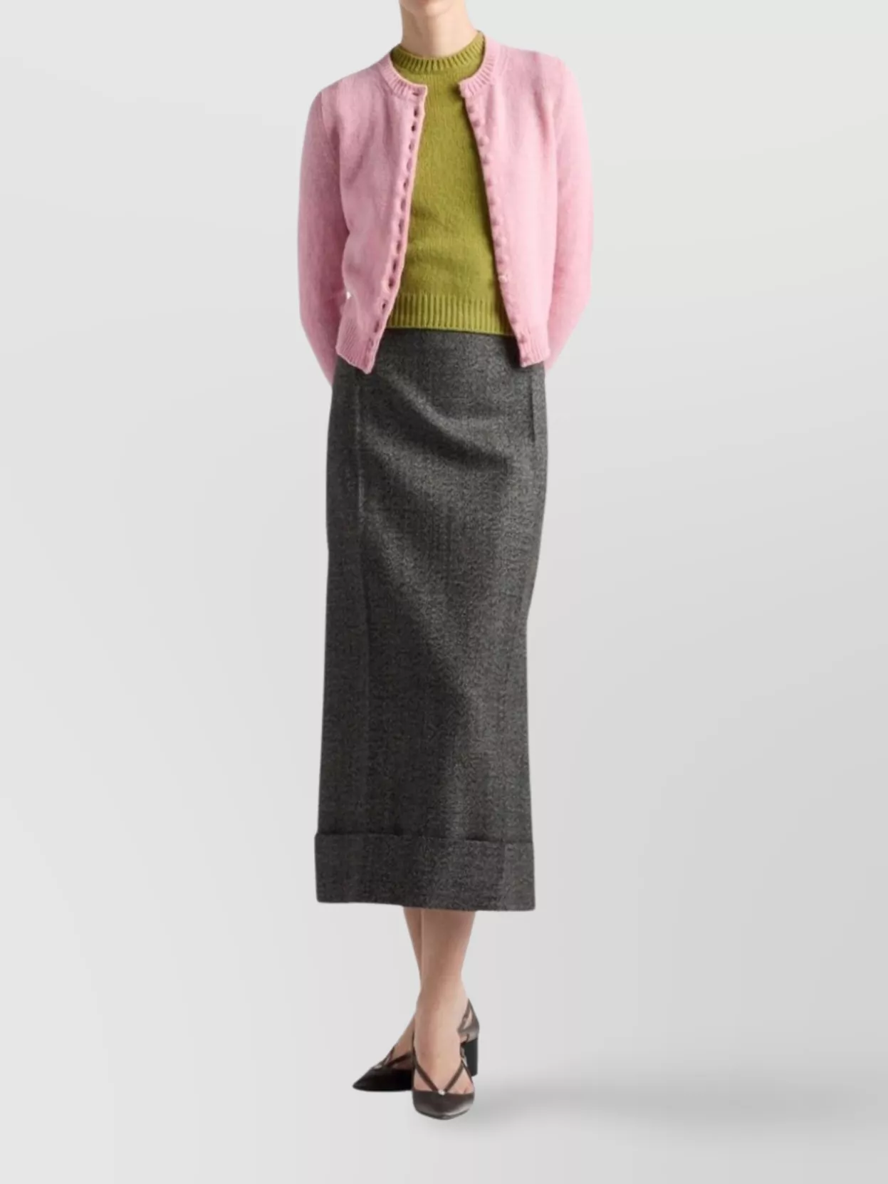 Prada Wool A-Line Ankle-Length Skirt With Side Slit