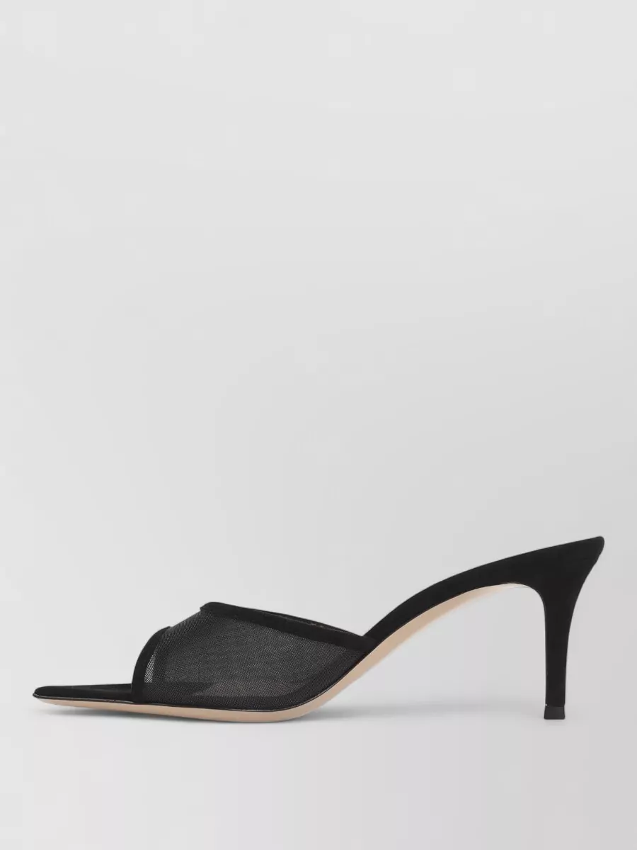 Gianvito Rossi Suede Leather Mesh Mules