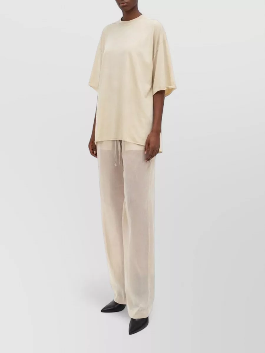 Rick Owens Wide Leg Trousers Dietrich Patch Pockets Sheer