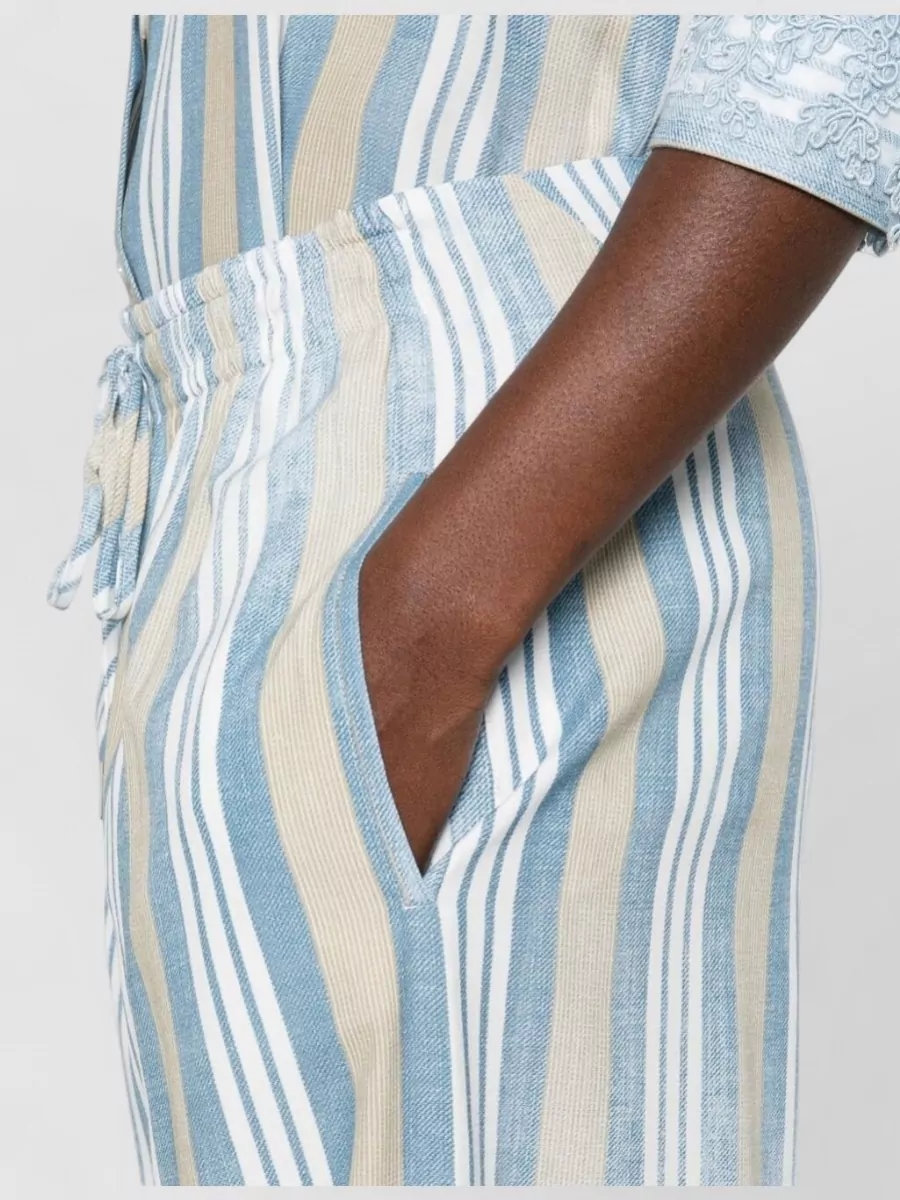 Ermanno Scervino Striped Wide Leg Trousers Featuring Side Pockets