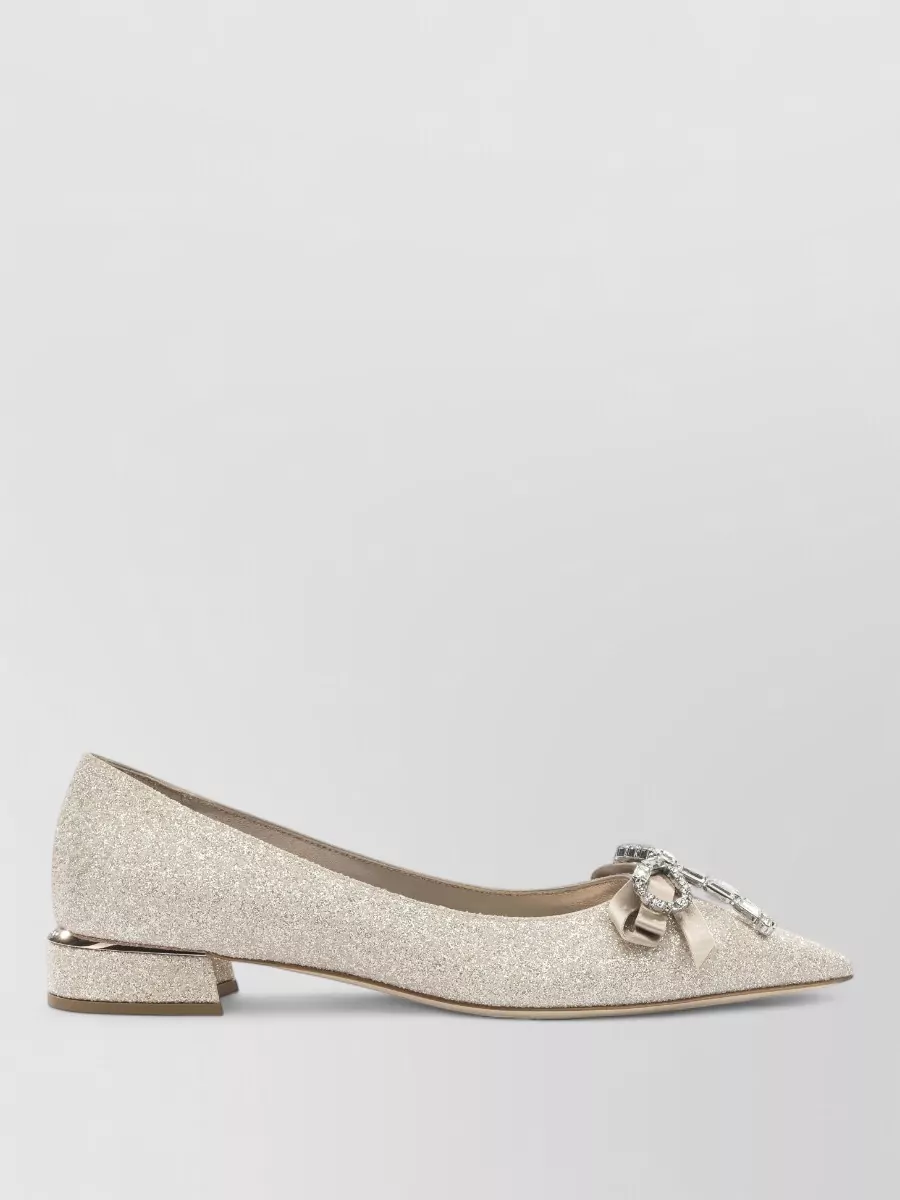 Jimmy Choo Crystal-Embellished Leather Ballerina Flats