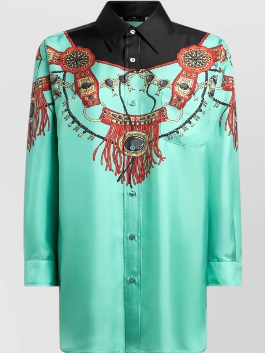 Etro Silk Printed Long-Sleeve Shirt
