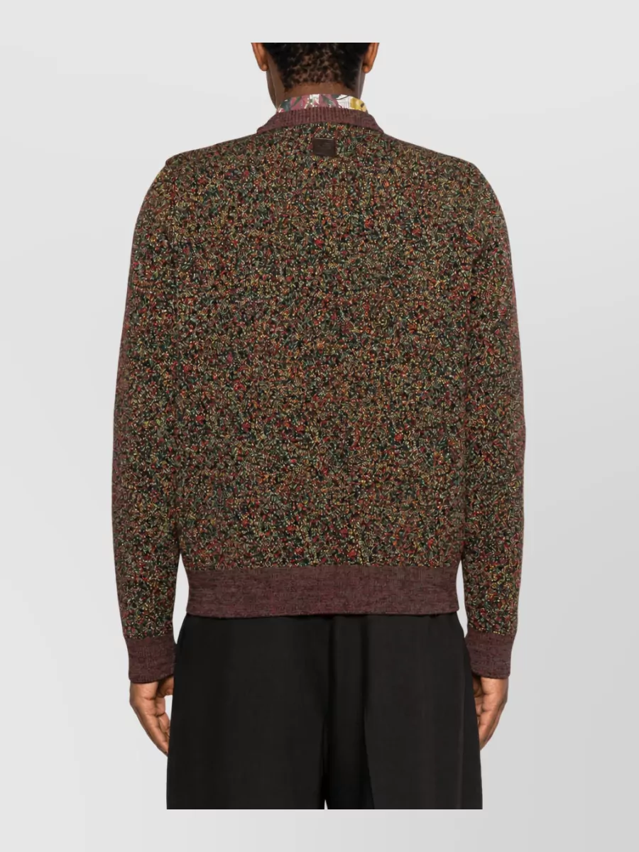 Etro Wool Blend Ribbed Crew Neck Sweater