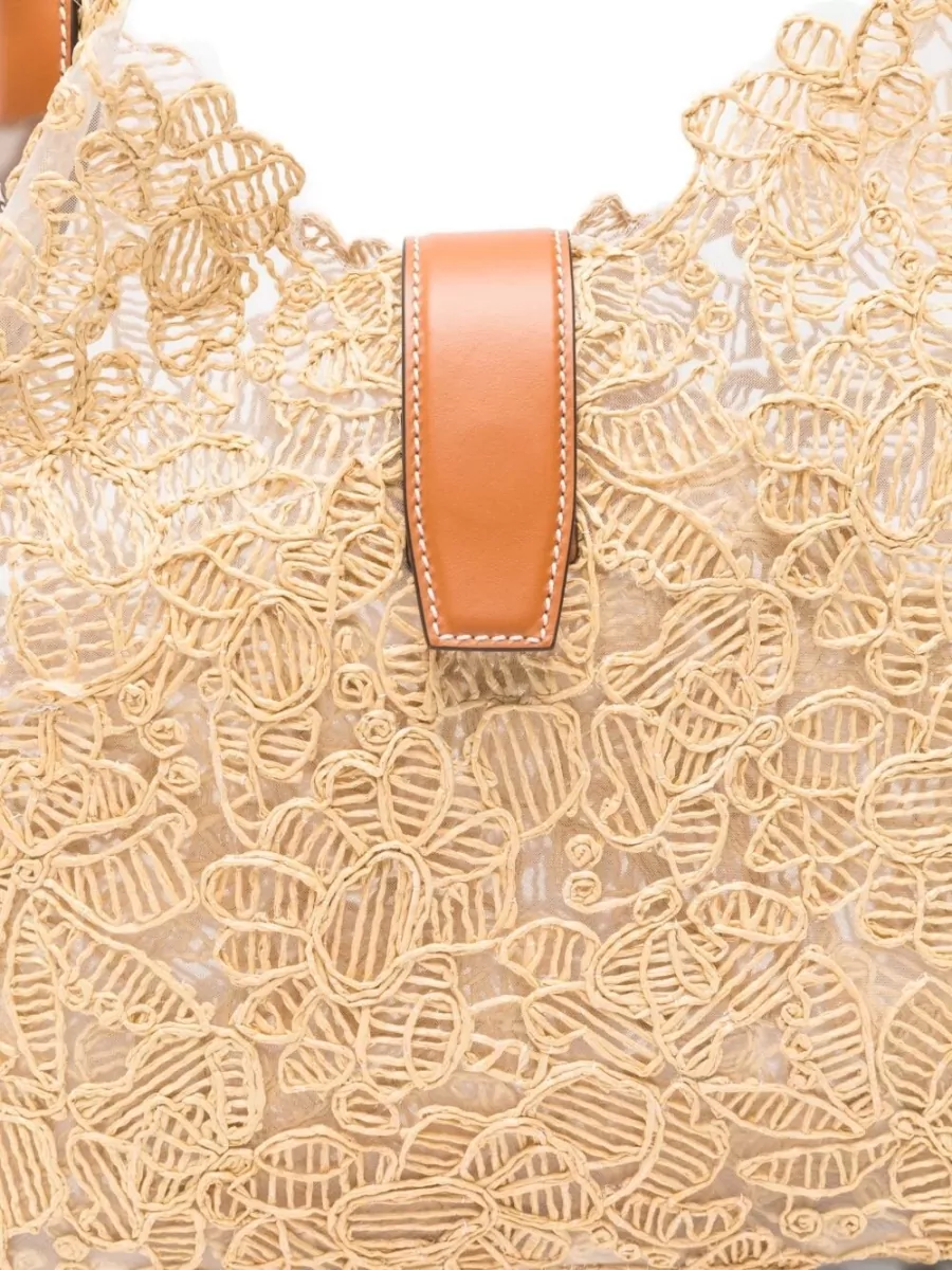 Ermanno Scervino Medium Hobo Bag Lace Overlay Leather Handles