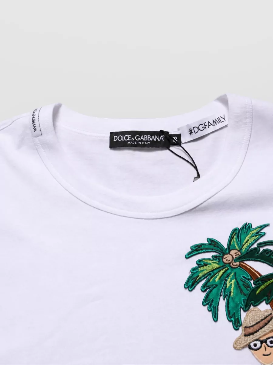 Dolce&Gabbana Palm embroidered crew neck t-shirt
