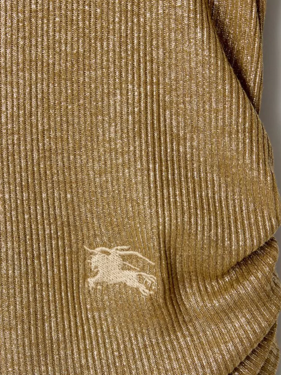 Burberry Metallic Ribbed Slim-Fit Gathered Tank Top