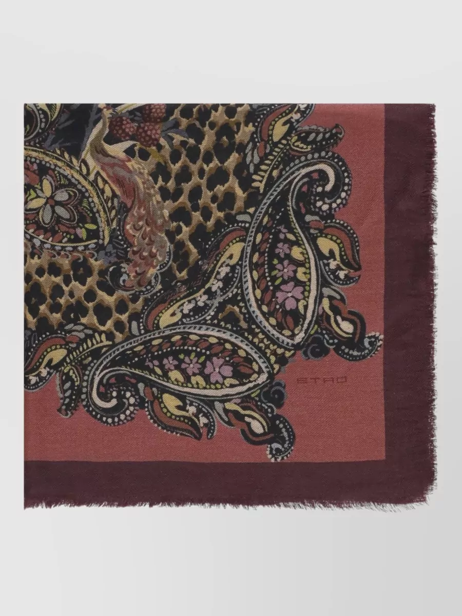 Etro printed wool cashmere silk square scarf