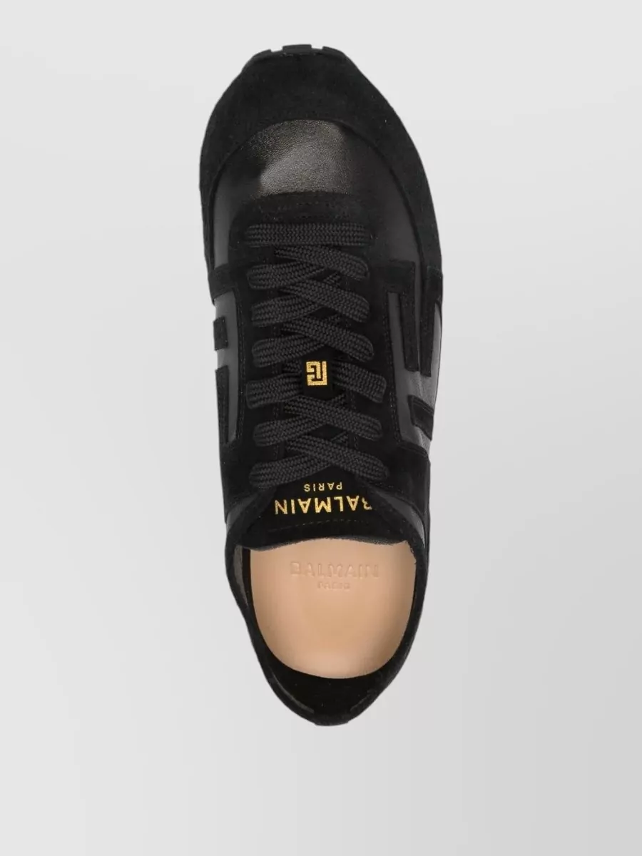 Balmain Round Toe Silk Nylon Low Sneakers