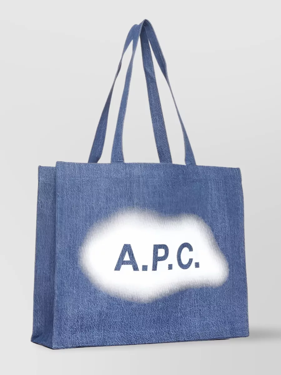 Shop Apc Diane Logo Denim Tote Bag In Blue