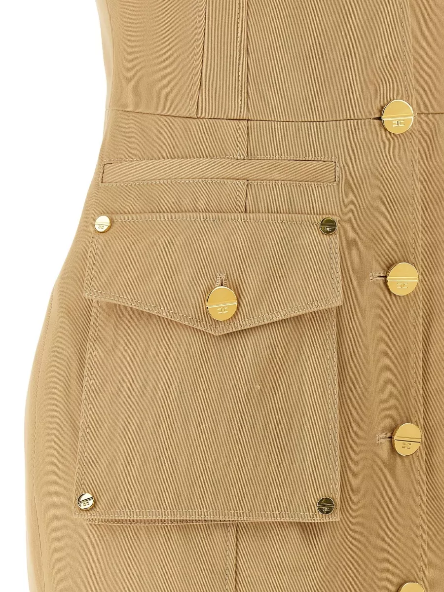 Elisabetta Franchi Double Breasted Dress Gold Tone Buttons