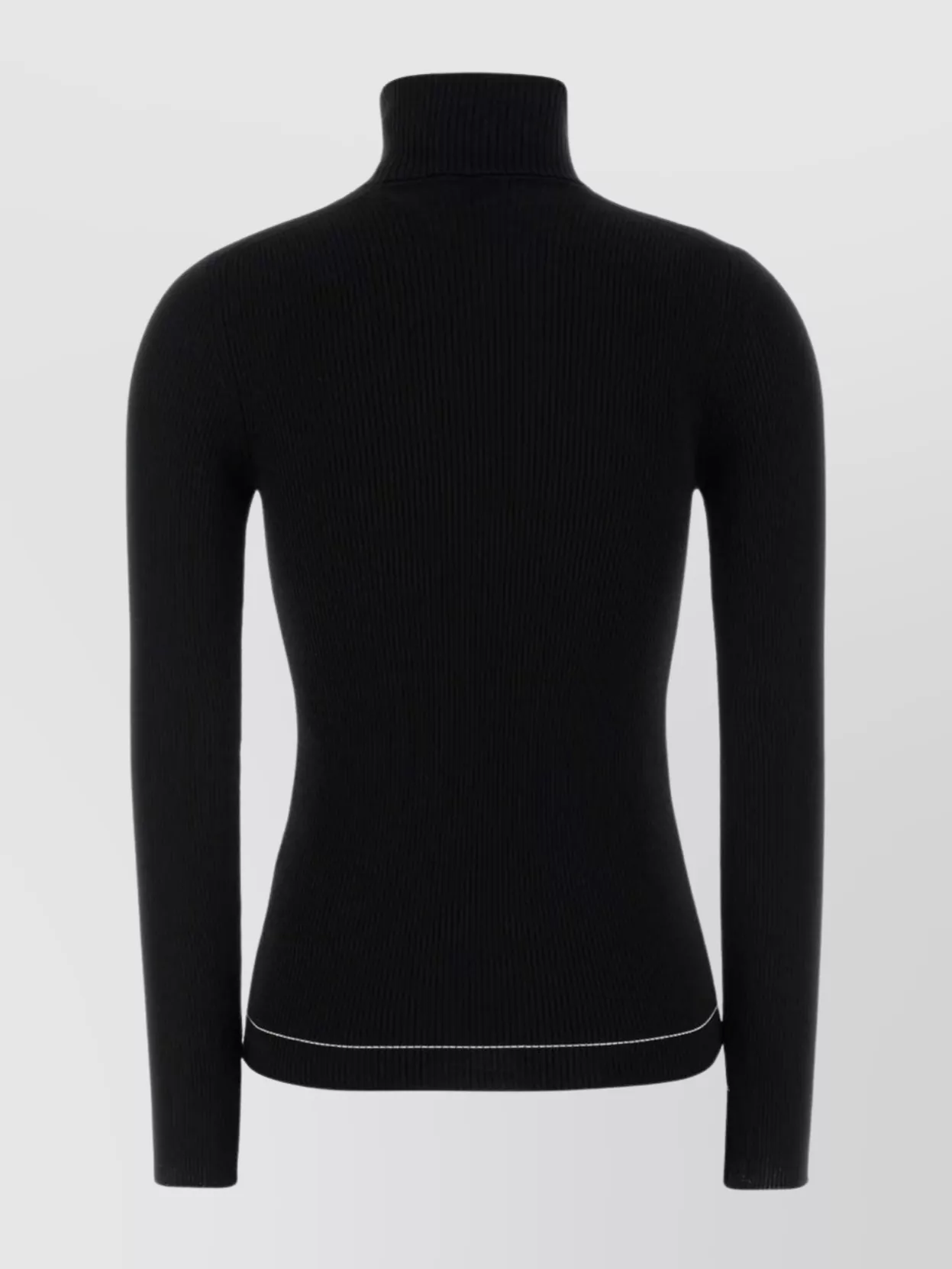 Moncler Turtleneck Long Sleeve Ribbed Wool Top In Black