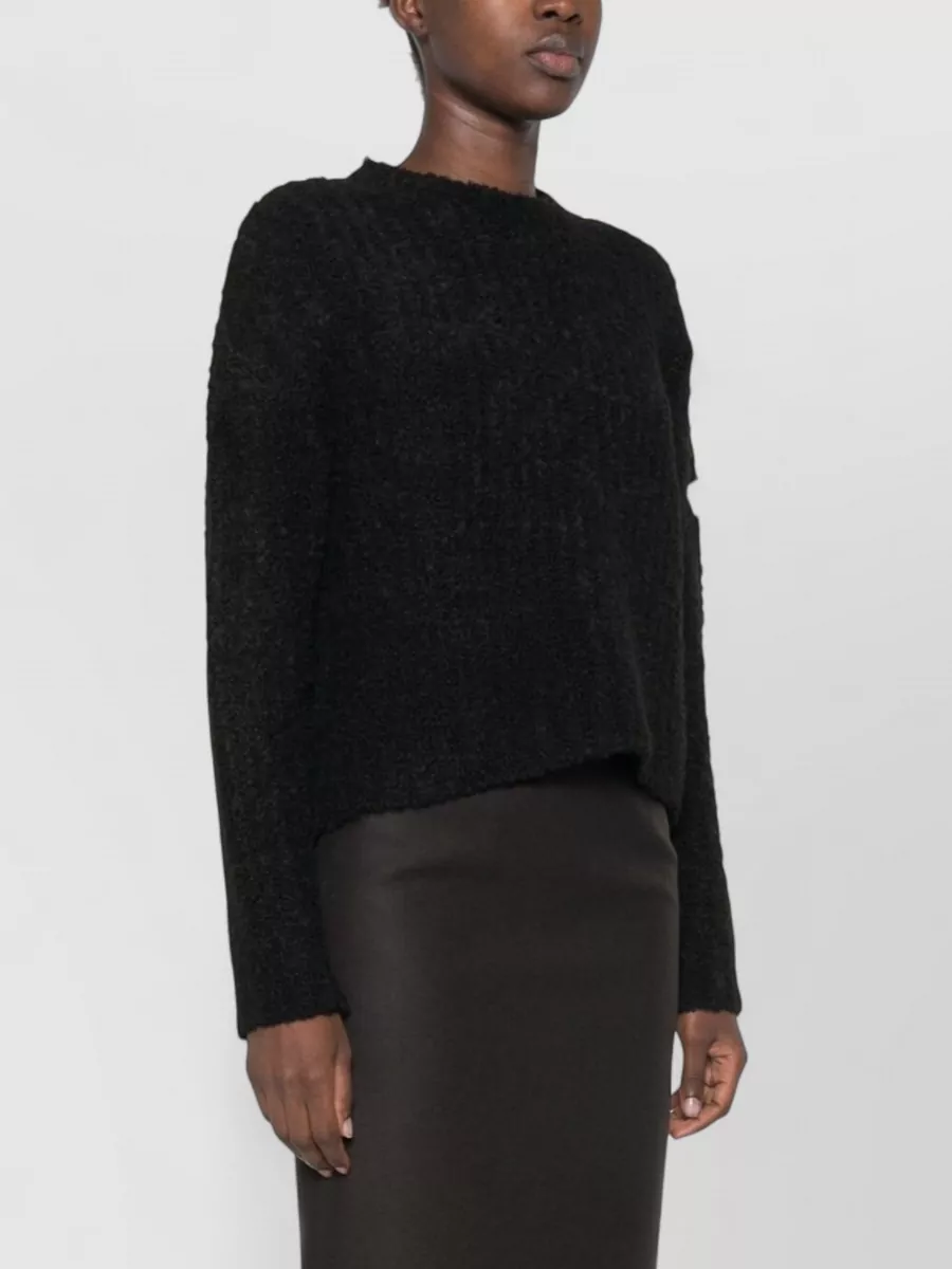 Mm6 Maison Margiela Bouclé Logo-Patch Cropped Sweater