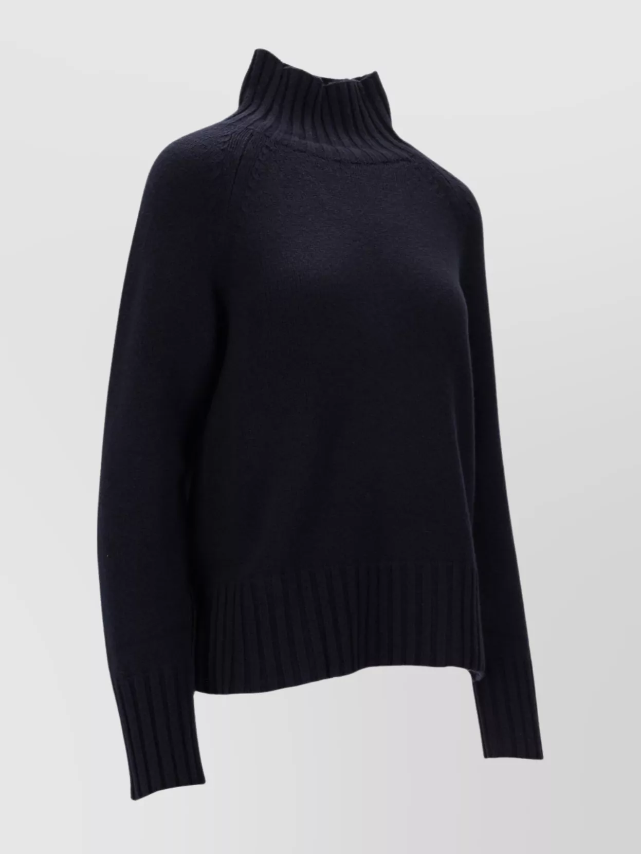 S Max Mara Long Sleeve Mock Neck Ribbed Top