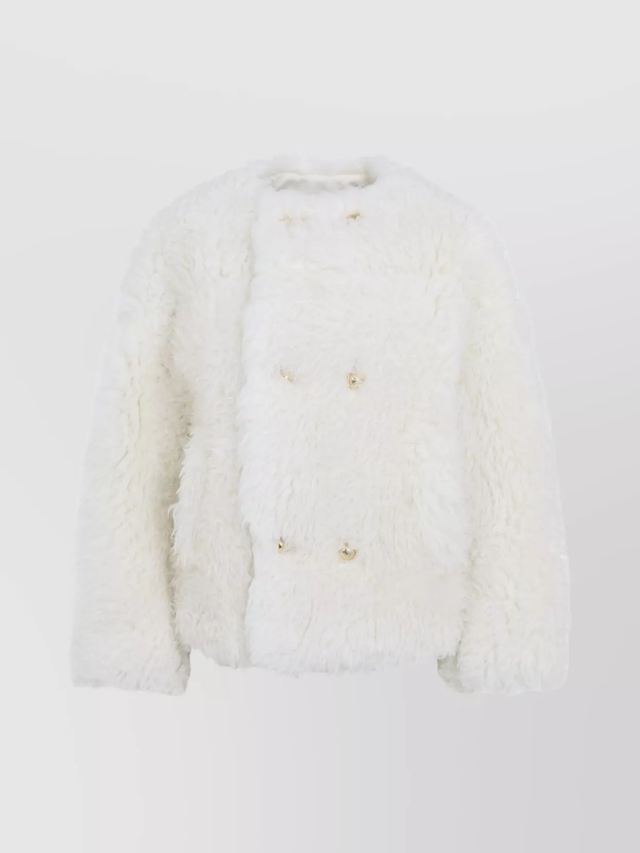 Celine Luxurious Double-breasted Faux Fur Coat In White