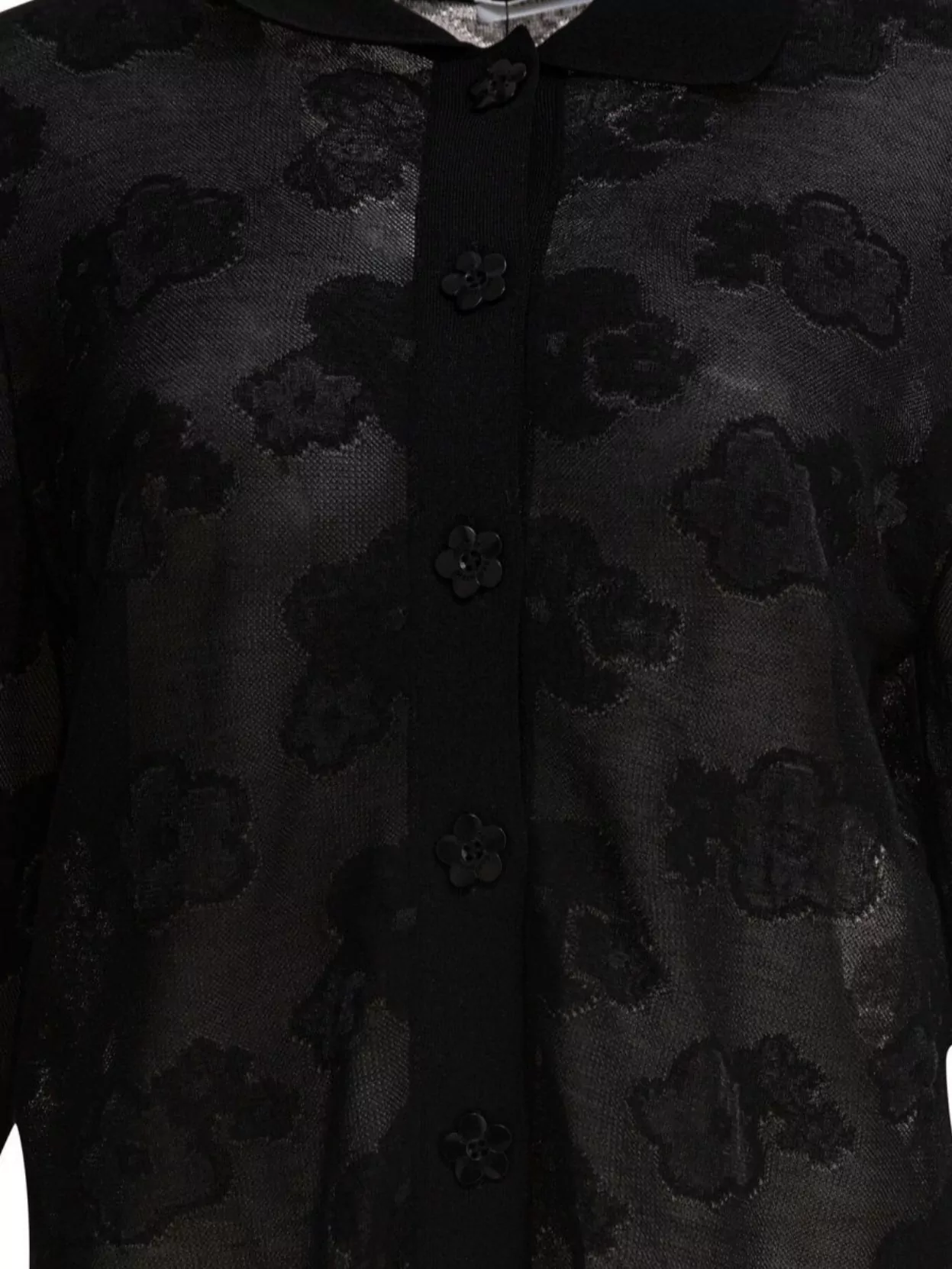 Cecilie Bahnsen Sheer Floral Collared Neck Long Sleeves