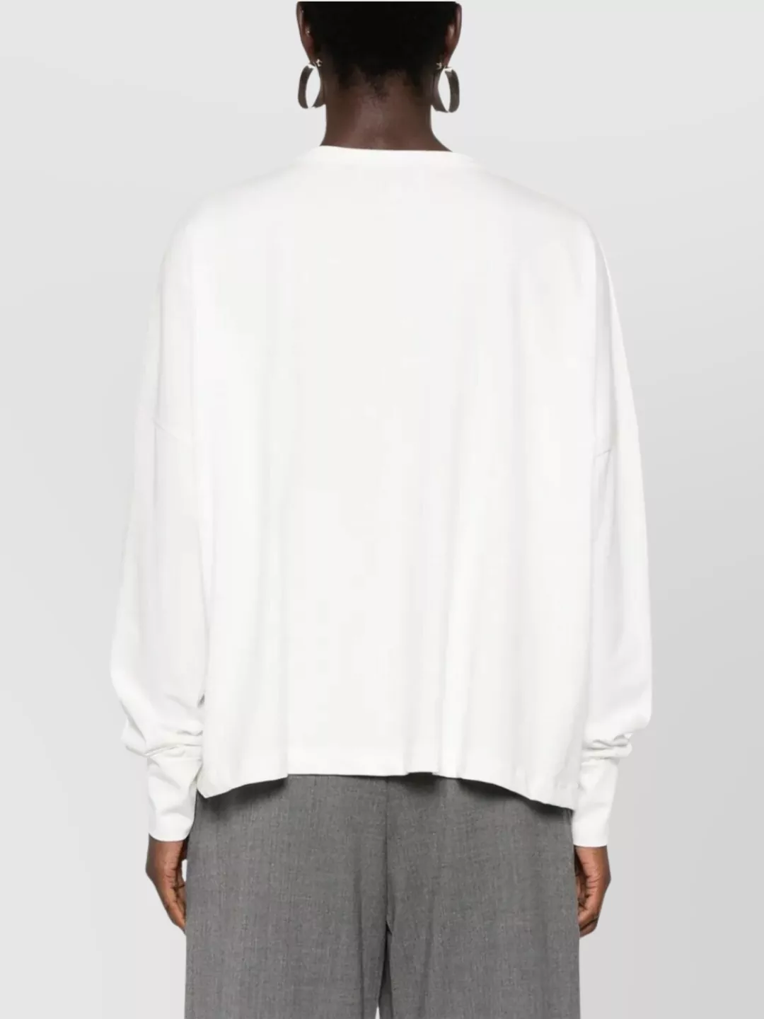 Studio Nicholson Long Sleeve Knit T-shirt With Crew Neck In White
