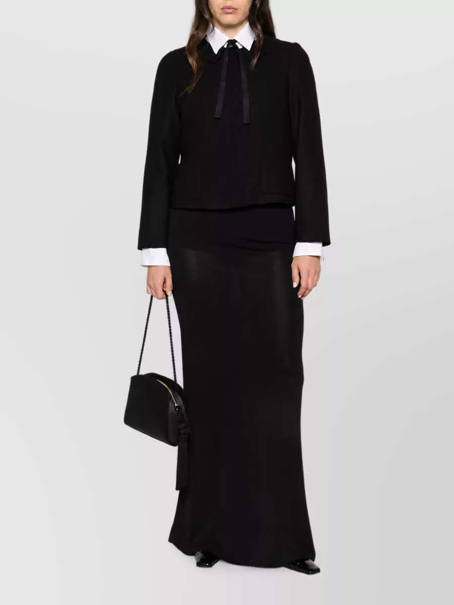Emporio Armani Bow Detail Peter Pan Collar Wool Blend Blazer