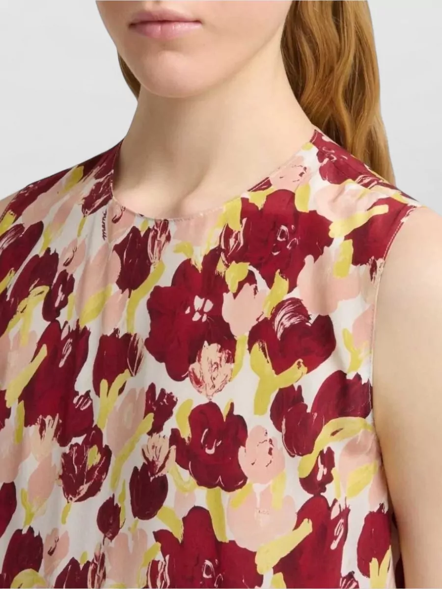 Marni Silk Sleeveless Floral-Print Pleated Maxi Dress