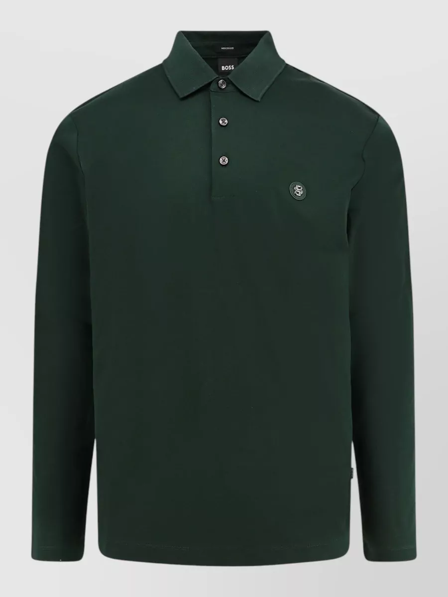 Boss long-sleeve cotton polo shirt