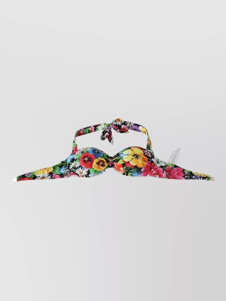 Dolce&Gabbana Floral-Print Halterneck Bandeau Bikini Top