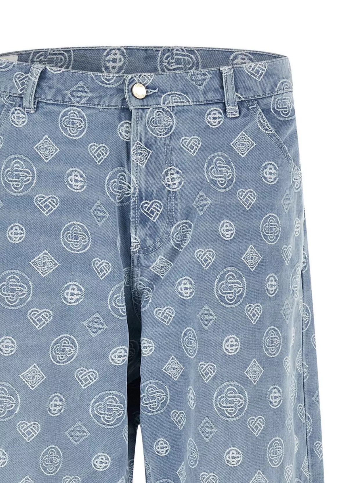 Casablanca Printed Denim Trousers With Pockets And Loops