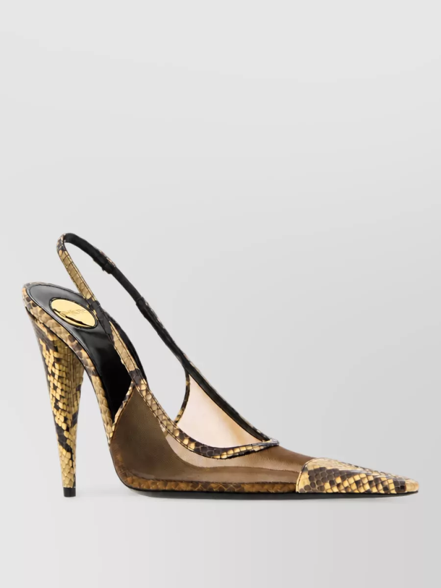 Saint Laurent mesh and leather mules