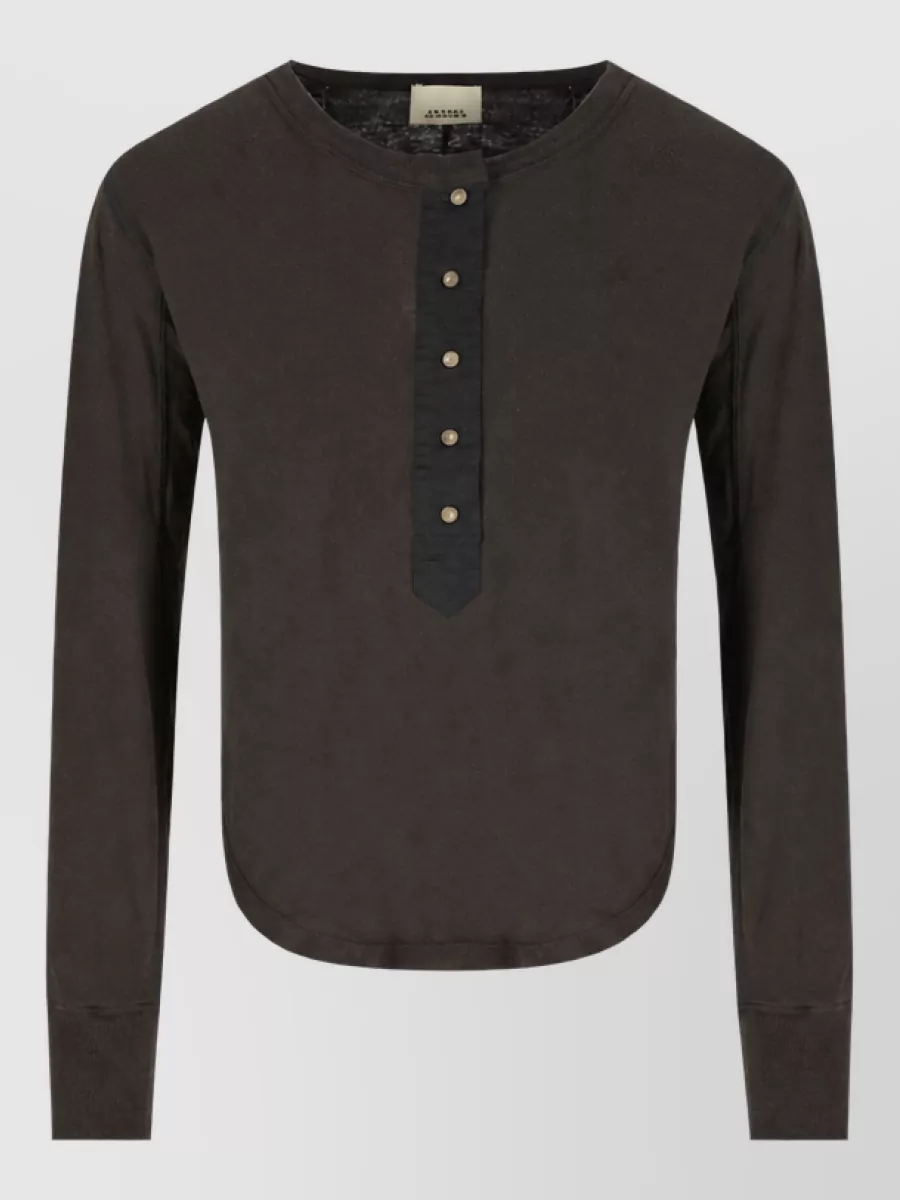 Isabel Marant Silk crewneck button-up shirt