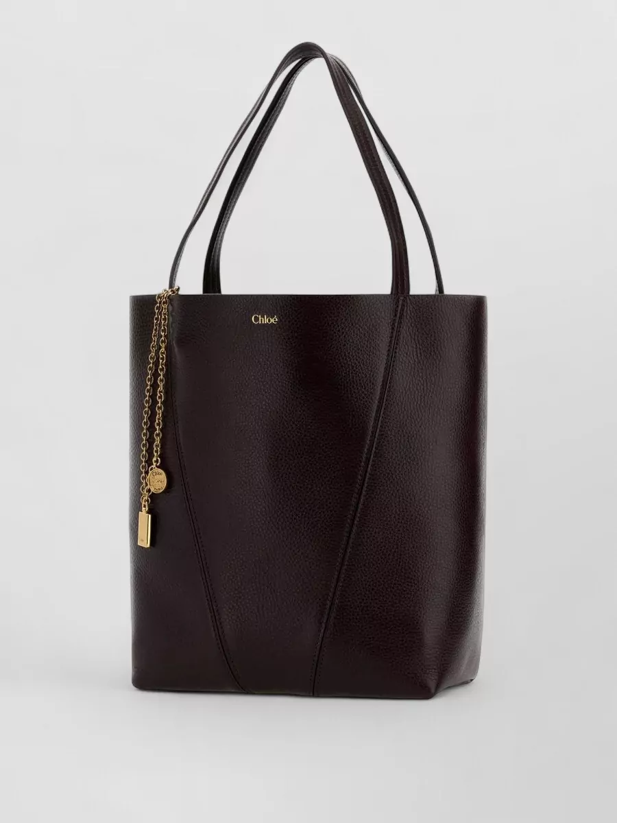 Chloé Spin Leather Shoulder Bag Chain Detail