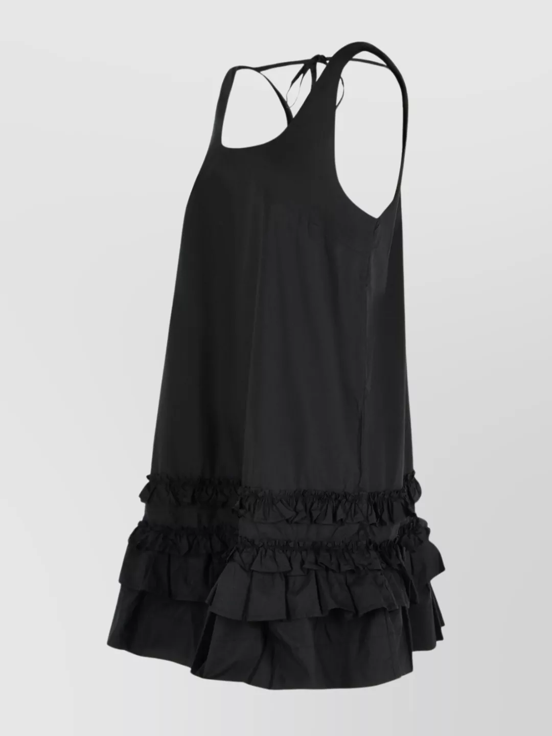 Ganni Ruffle Sleeveless Square Neck Mini Dress