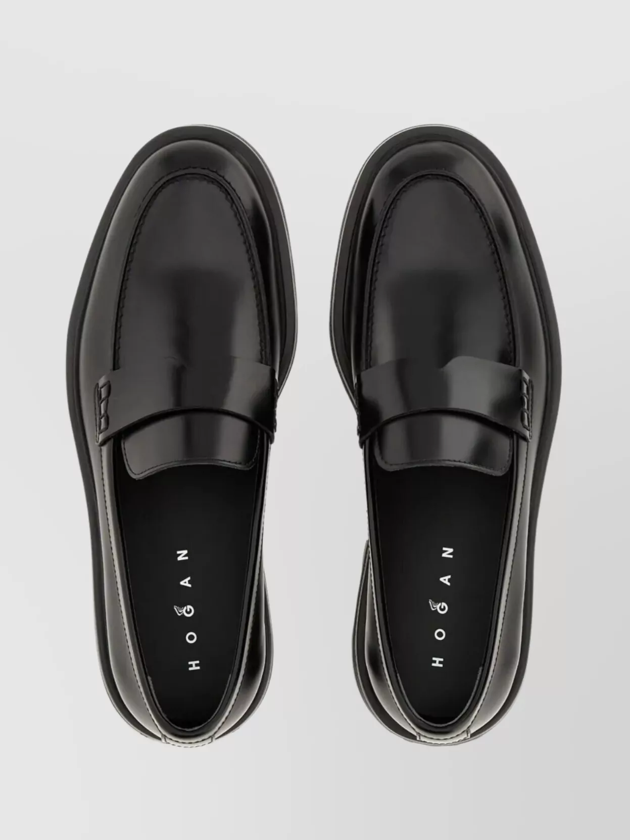 Hogan Chunky Sole Round Toe Penny Strap Loafers