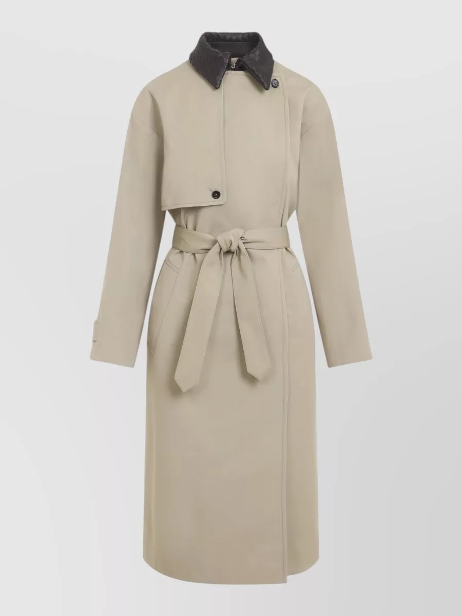 Bottega Veneta Cotton Single-Breasted Asymmetric Belted Trench Coat