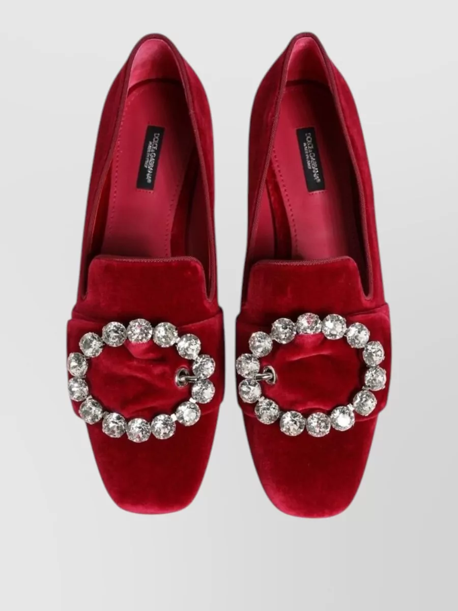 Dolce&Gabbana Velvet Crystal-Embellished Slippers