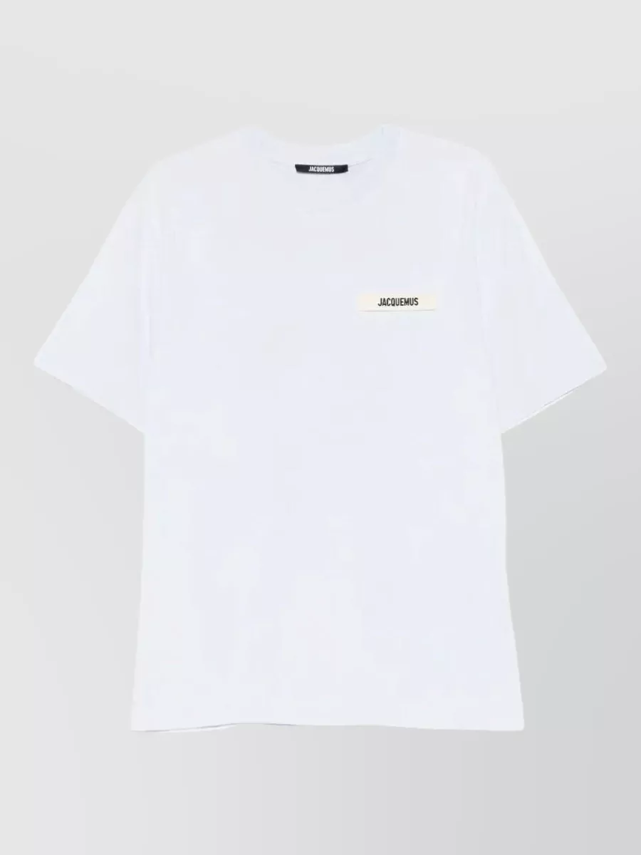 Jacquemus Le T-shirt Gros Grain White T-shirt With Logo Patch On The Front In Cotton Man In White