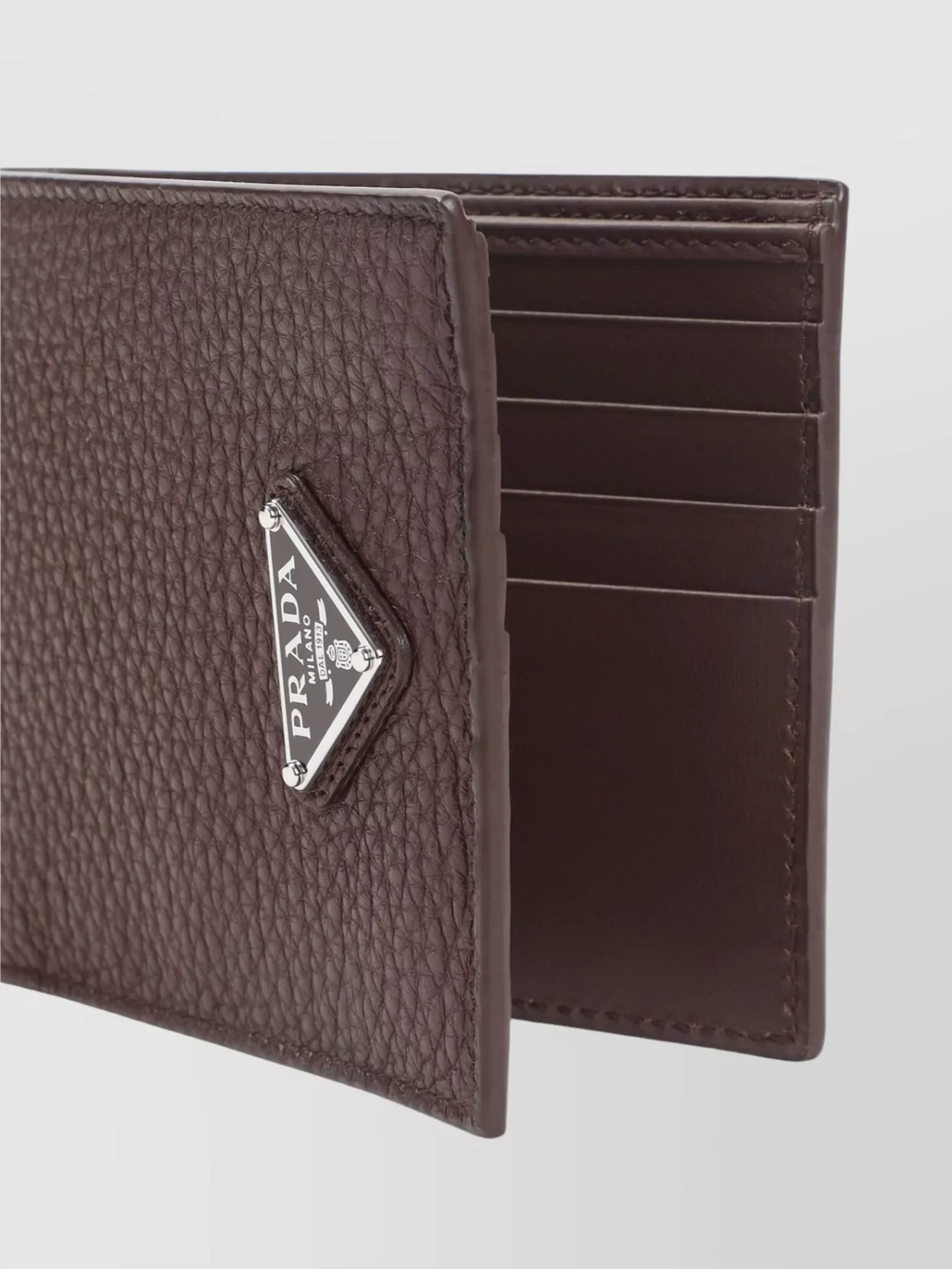 Prada Grained Leather Billfold Wallet Triangle Logo