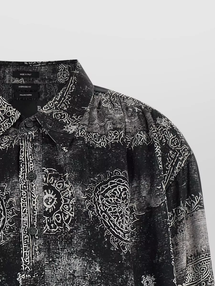 R13 Silk Printed Long-Sleeve Cropped Shirt