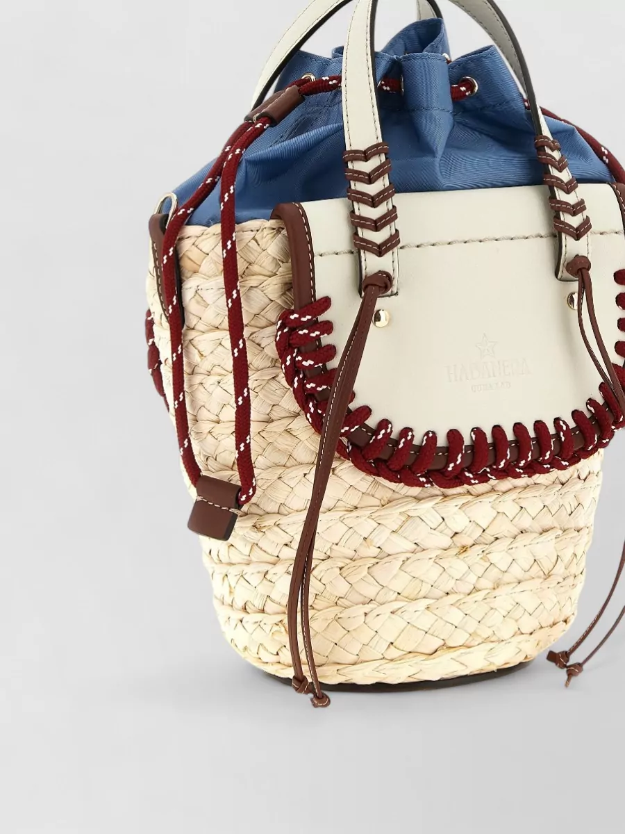 Cuba Lab Leather Straw Bucket Bag