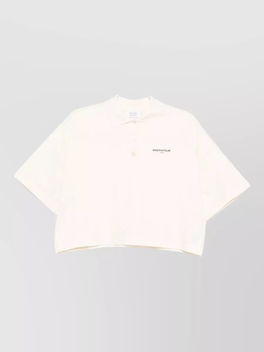 Maison Kitsuné cropped oversized cotton polo shirt