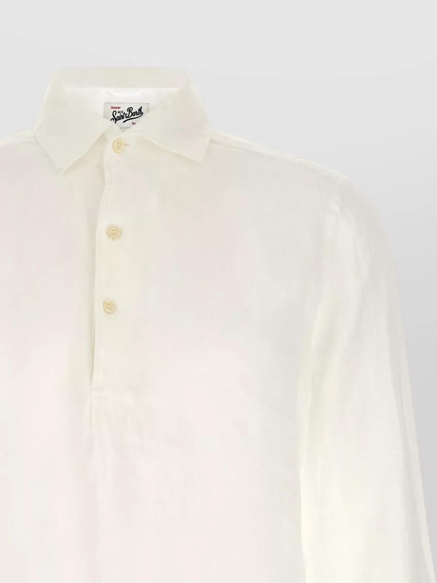 Mc2 Saint Barth Linen Long-Sleeve Polo Shirt