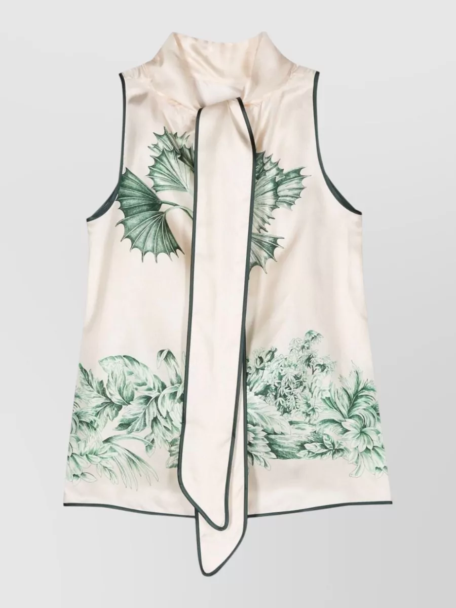 F.r.s For Restless Sleepers Silk Satin Floral-Print Sleeveless Halterneck Blouse