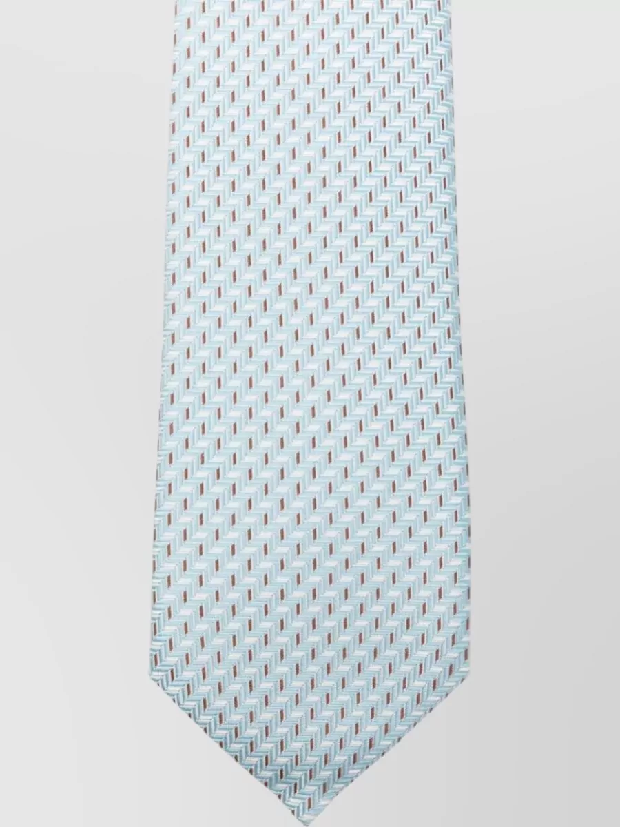 Giorgio Armani Silk Tie Geometric Motif Pointed Tip
