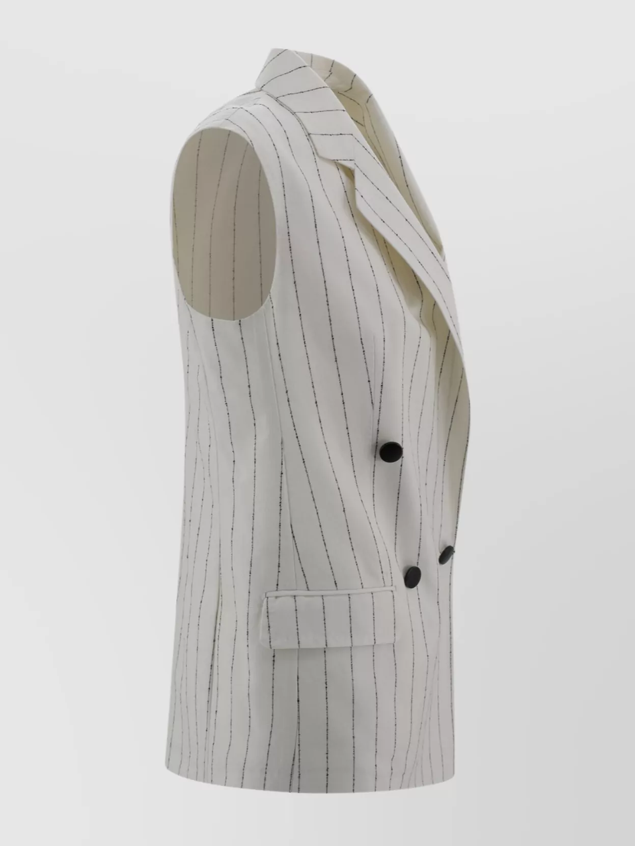 Tagliatore Striped Sleeveless Blazer Button Detailing