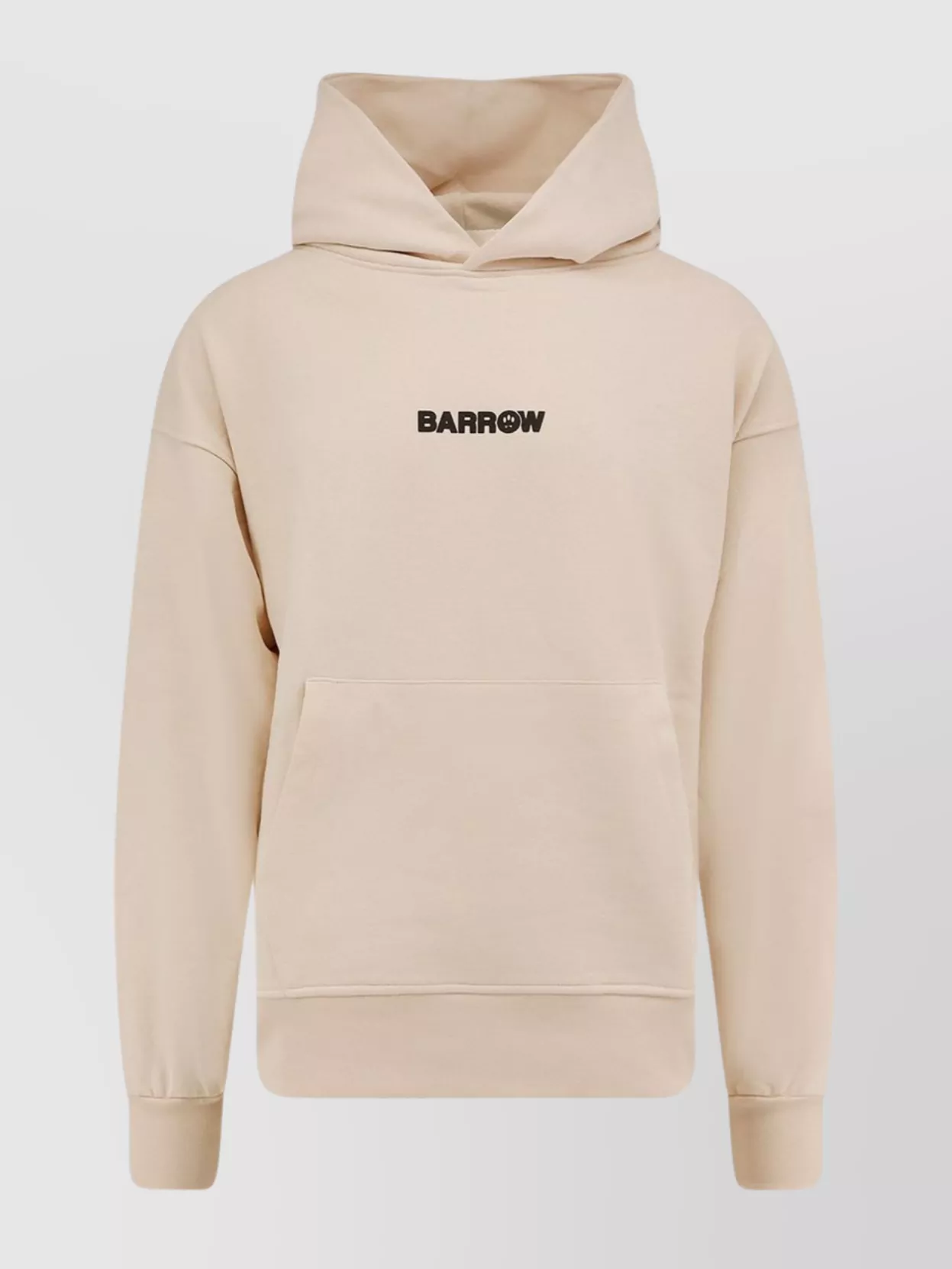 Barrow Hooded Cotton Sweatshirt Back Print In Neutral