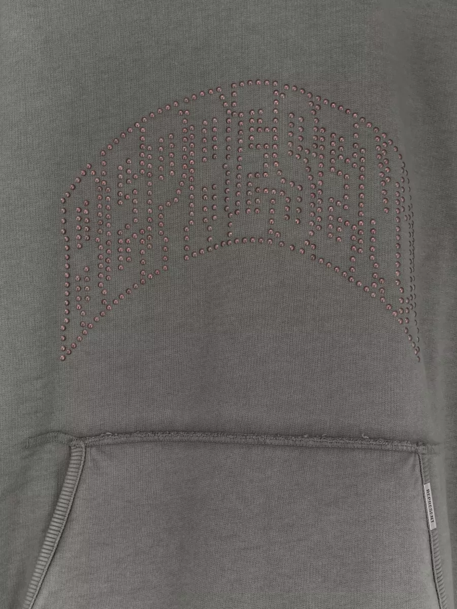 Represent Embellished Hoodie Cotton Sweatshirt Used Finish
