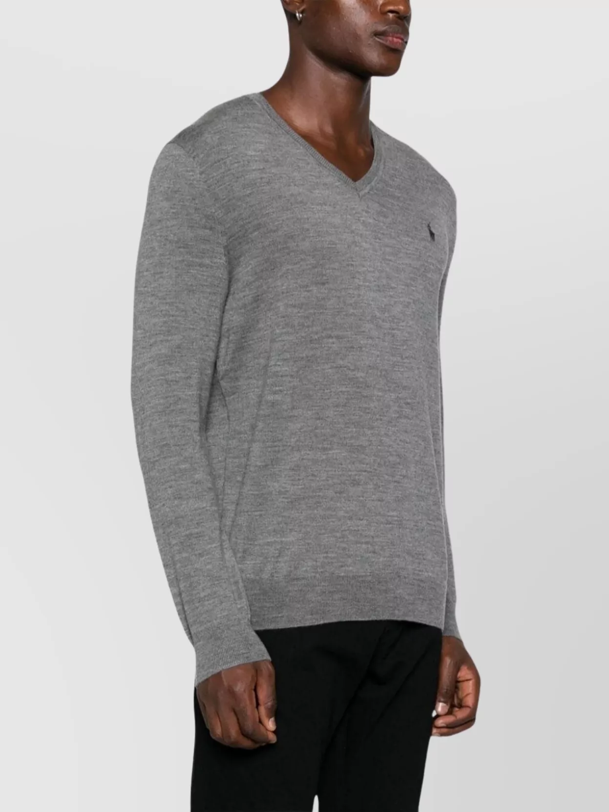 Ralph Lauren Wool V-Neck Sweater Mélange Effect